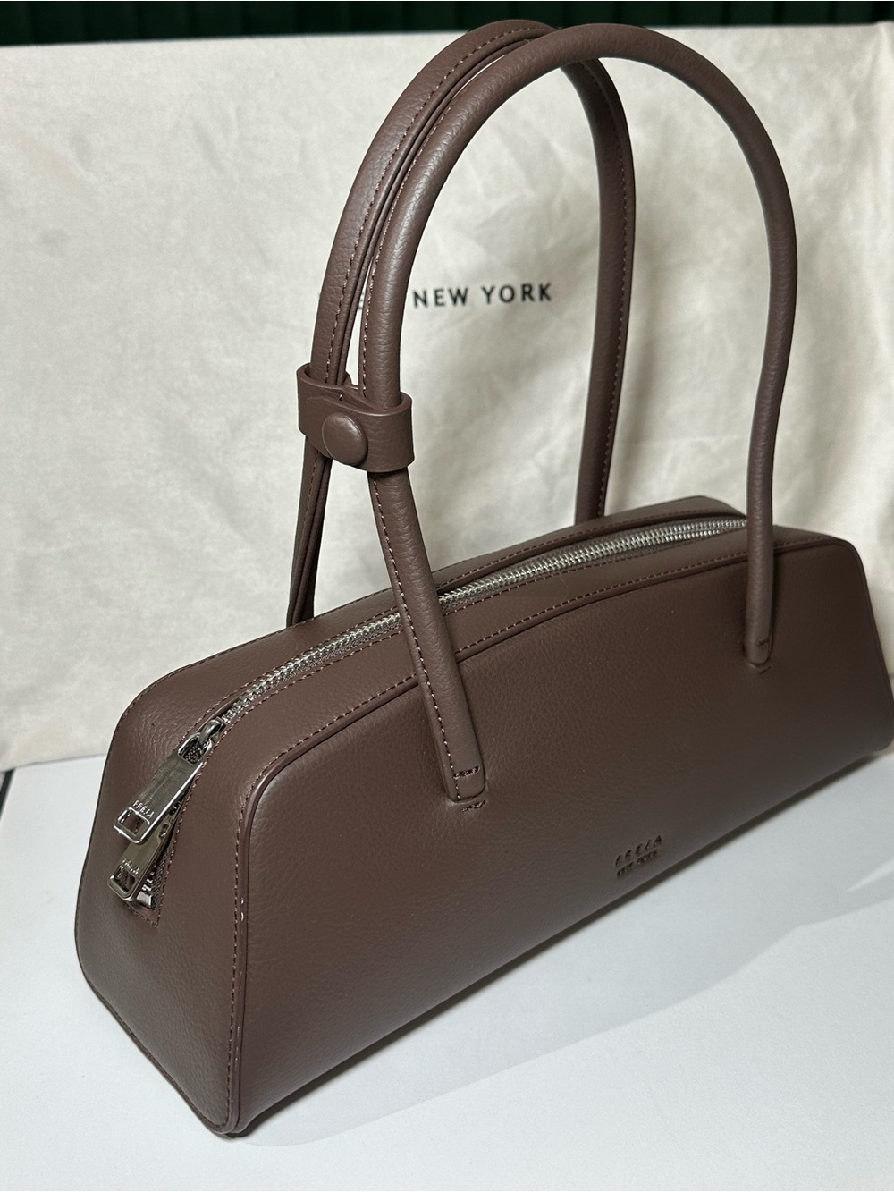 FREJA NYC Mercer Bag Espresso Vegan Leather Handbag New York 12x4x4